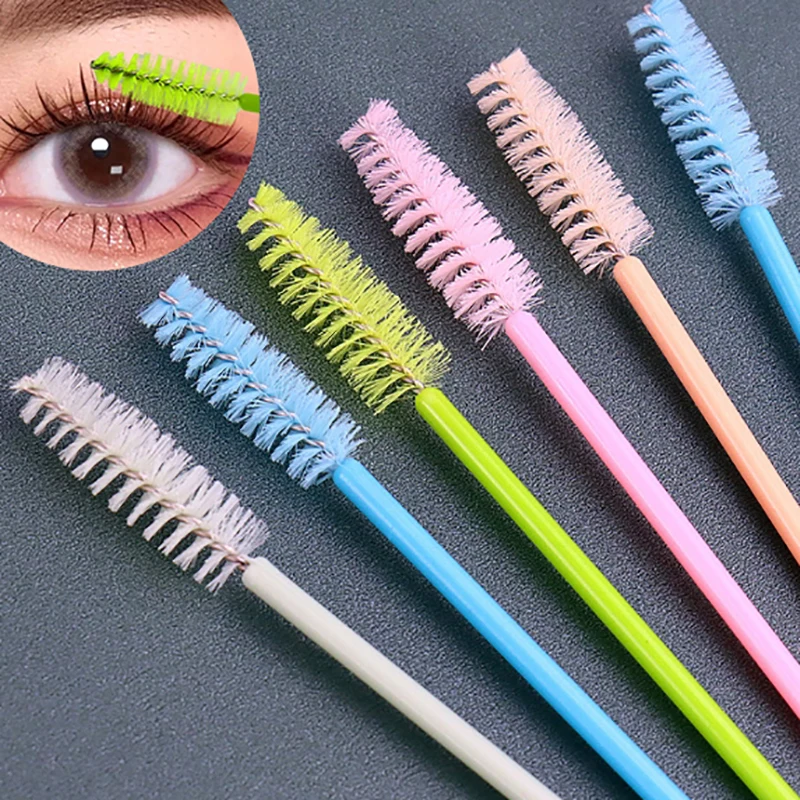 50 pçs escovas de cílios descartáveis rímel varinhas aplicador spoolies escova cosmética para cílios ferramenta de extensão de cílios