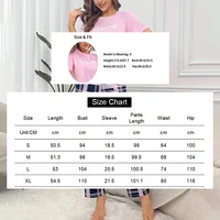 Women's Pajamas Set Casual Home Clothes Soft Comfortable Crew Neck T-Shirt & Plaid Pants Sleepwear Piece Loungewear Pyjama Femme - Image 6