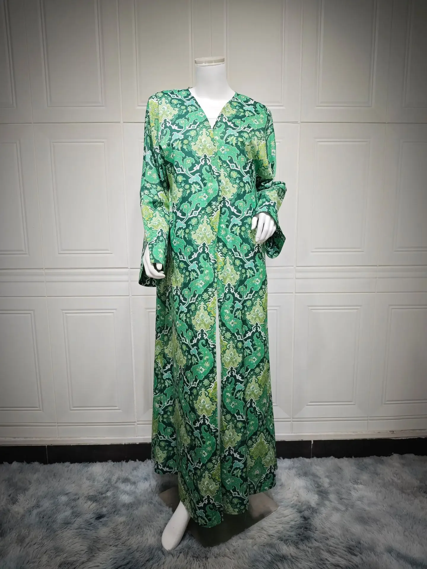 Eid Ramadan musulman Abaya pour femmes Robe imprimer Abayas avec écharpe Jalabiya dubaï Cardigan fête longue Robe vêtements islamiques arabe