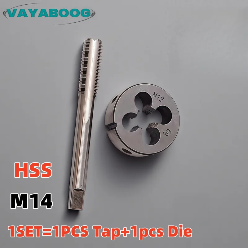 

1Set HSS metric hand tap Round die M14x2 fine thread tap Round die M14x0.5 M14x0.75 M14x1 M14x1.5 M14x1.75