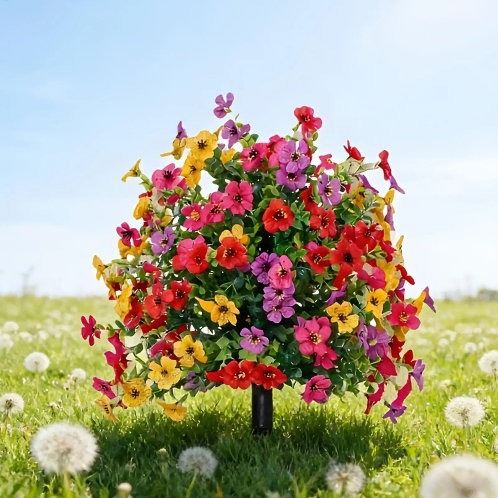 Künstliche Blumen für den Außenbereich, UV-beständig, mit Erdspießen, realistische Kunstpflanzen für Garten, Hof, Terrasse, Veranda, Hochzeit, Party – Detail 1
