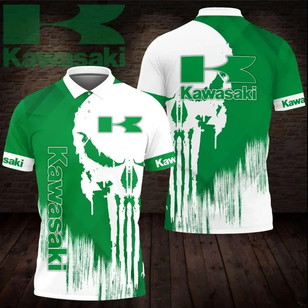 

Summer New 3D Printed Kawasaki Motorcycle Polo Shirt Men's Street Leisure Sports Fashion Polo Top