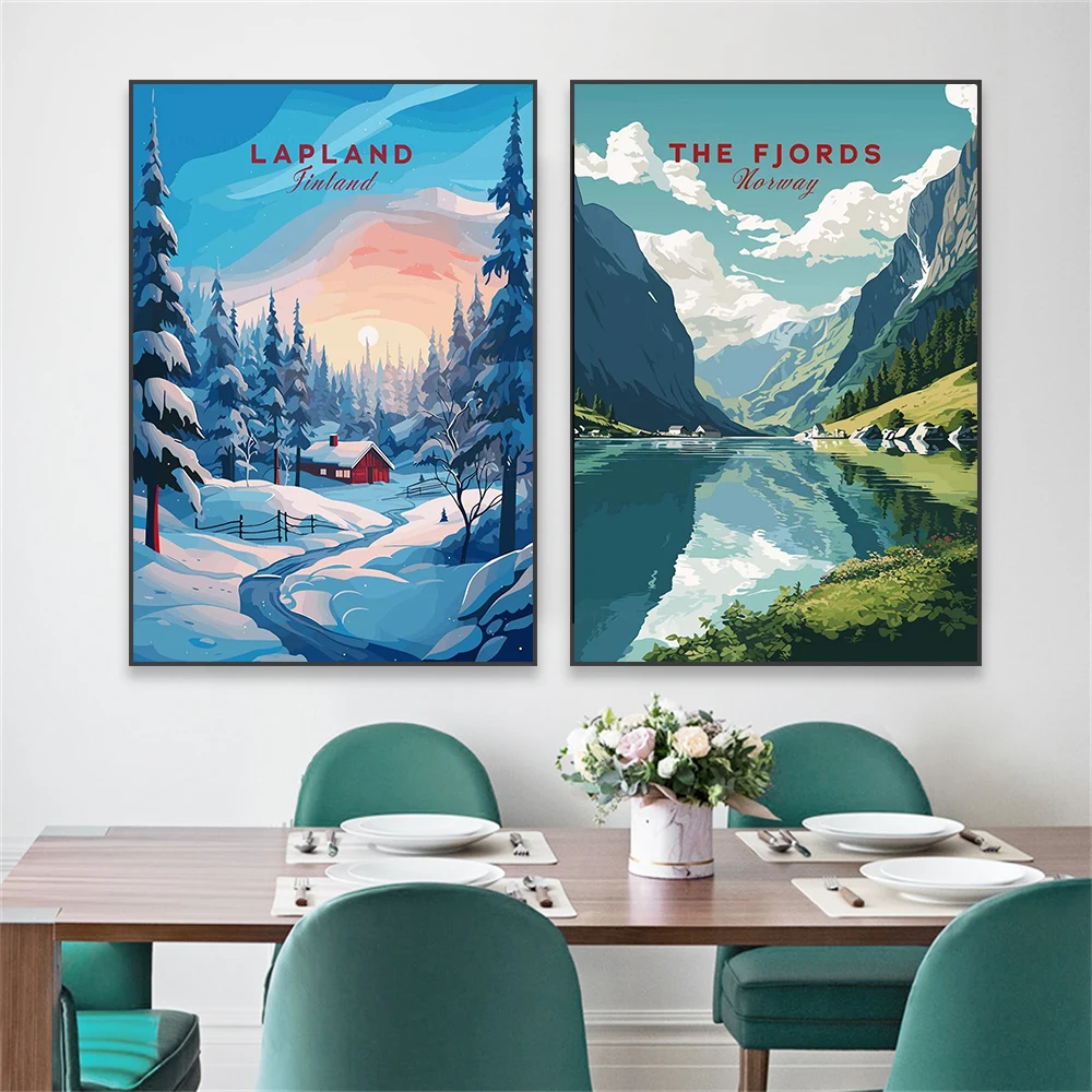 Lofoten Travel Poster Modern Norway Landscape Print Lisbon Art Portugal Canvas Painting Wall Art Office Home Reading Room Decor