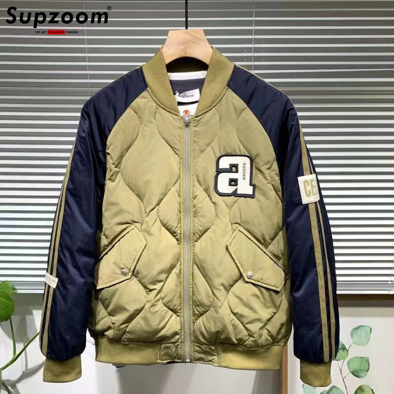 Supzoom 2022 New Arrival Hip Hop Embroidery Couples Casual Top Fashion Male And Female Winter Men Coat Warm Baseball Down Jacket