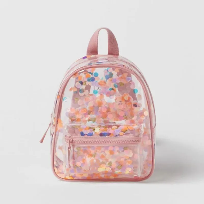 2023 Summer Confetti Transparent PVC Backpack Kids Ladies SchoolBag Kindergarten Children Color Confetti Ornament Girls Backpack