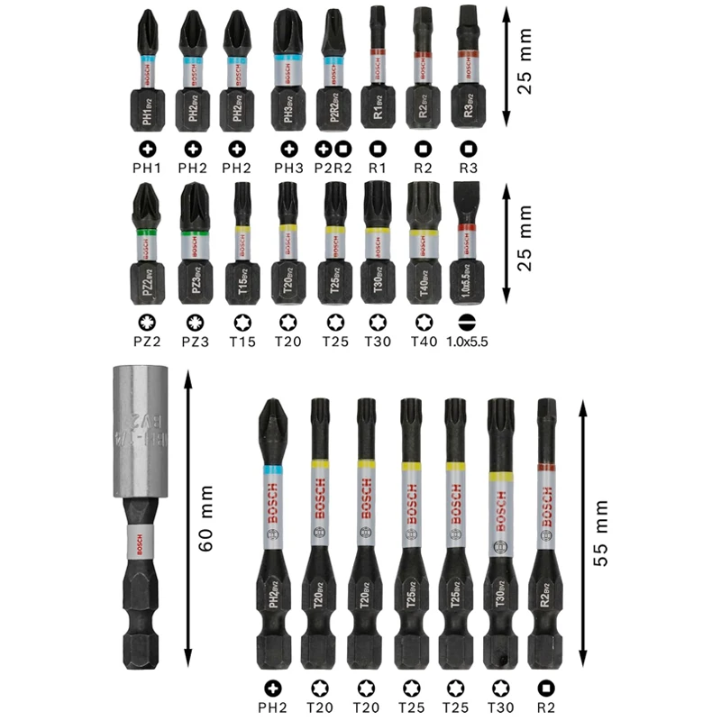bosch-2608521u75-pro-インパクトスクリュービットセット-24-ピースアクセサリー-ドライバービット-磁気吸引ロッド付き