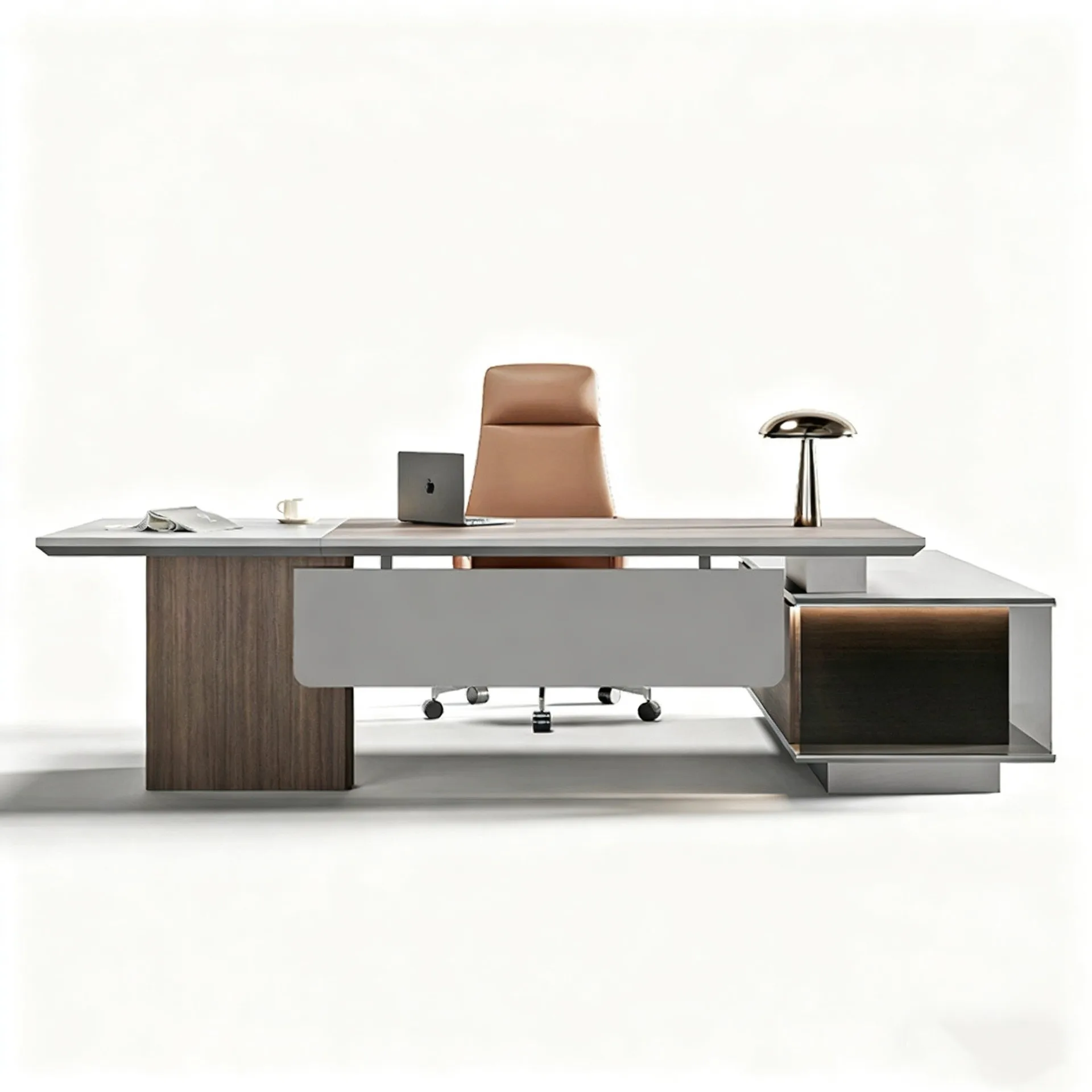 BHigh-end president's office boss table, simple modern light luxury chairperson's large desk office table and chair combination
