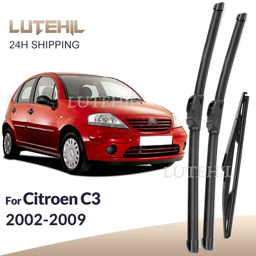 Imagen 1 del producto Para Citroen C3 2002-2009 2003 2004 2005 2006 2007 limpiaparabrisas delantero y trasero limpiaparabrisas cepillos de ventana 24 ""+ 18"" + 14""