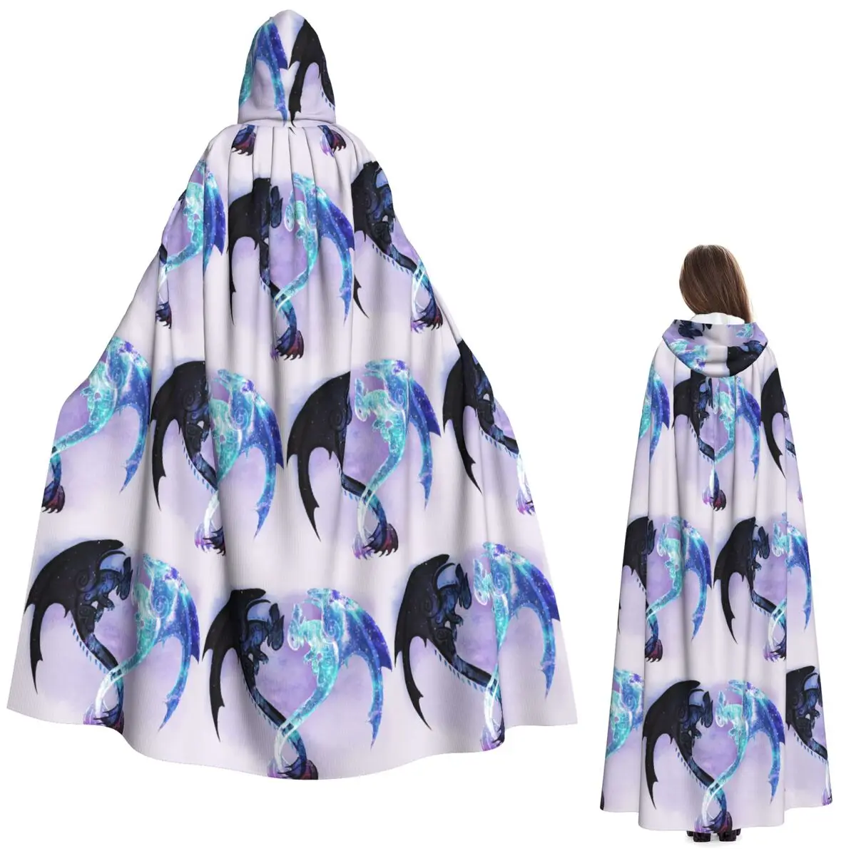 Длинный плащ с капюшоном в форме сердца дракона, беззубик и свет, средневековый костюм ведьмы, накидка для косплея, накидка на Хэллоуин, вампир, для взрослых, унисекс