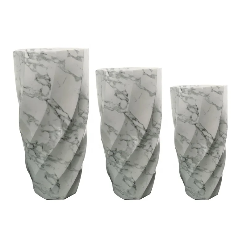 

tall plant flower pot Marble fiberglass decoration Hotel home environmental protection Modern balcony Garden flower pot