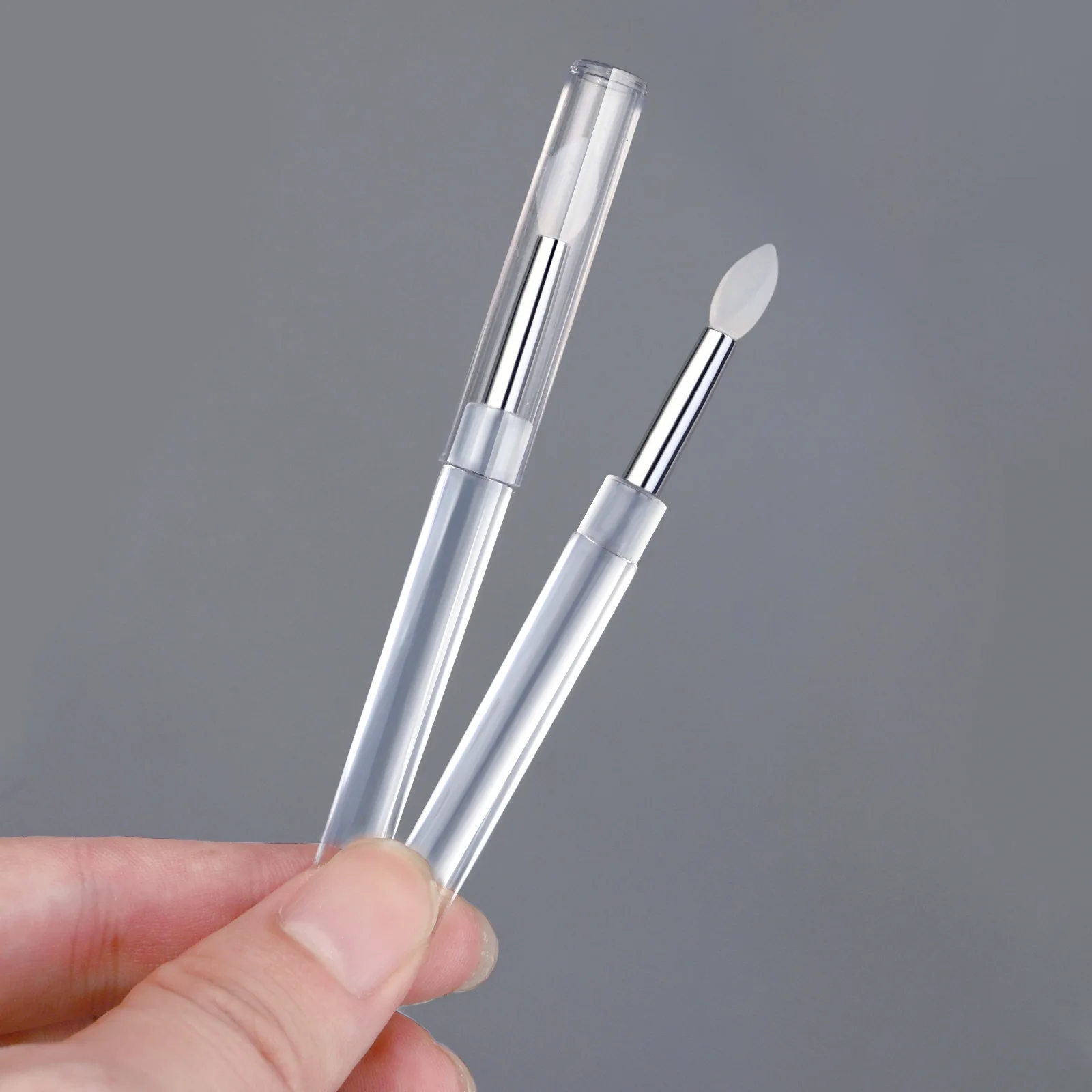 Nail Art Silicone Brush Reusable Universal Mirror Powder Pigment Applying Manicure Tool Easy To Use Transparent Applicator Stick image 4