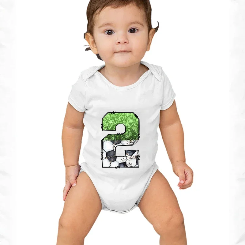 Summer Baby Bodysuits Fashion Soccer Number Newborn Jumpsuit Boys Girls Cartoon Style  0-9 Football Romper Cotton Infant Outfits