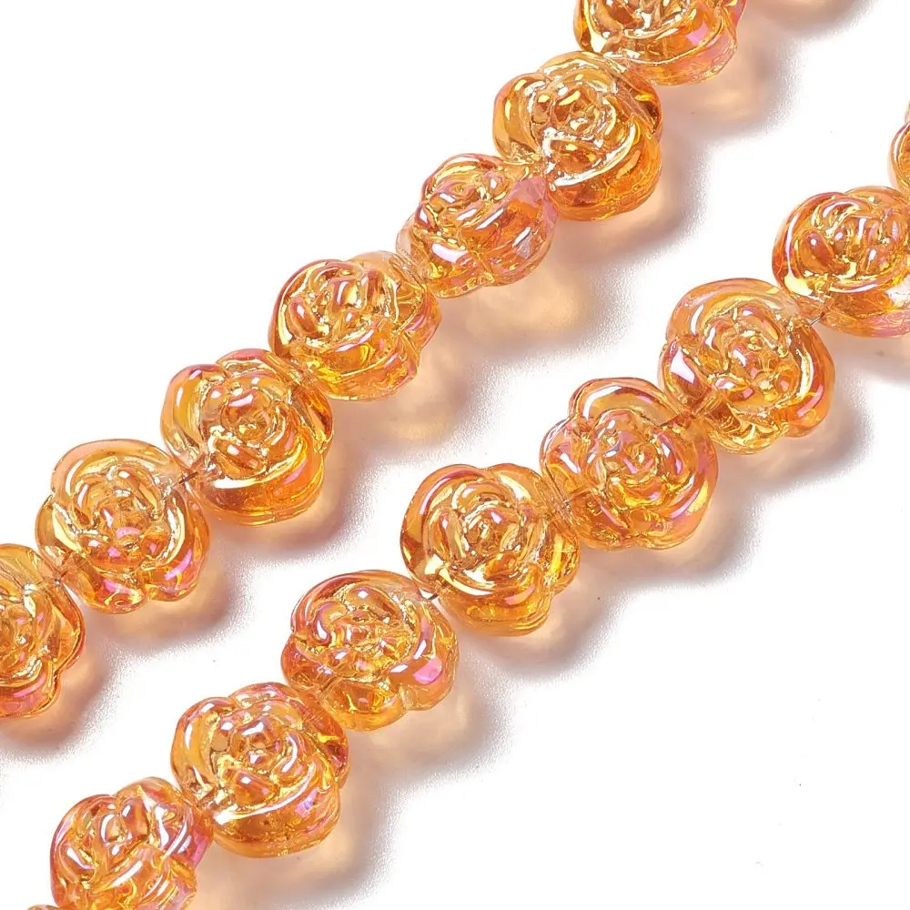 10 Strand Rose Flower Glass Beads Electroplate Beads Strands for jewelry making DIY bracelet necklace earring,about 55pcs/strand