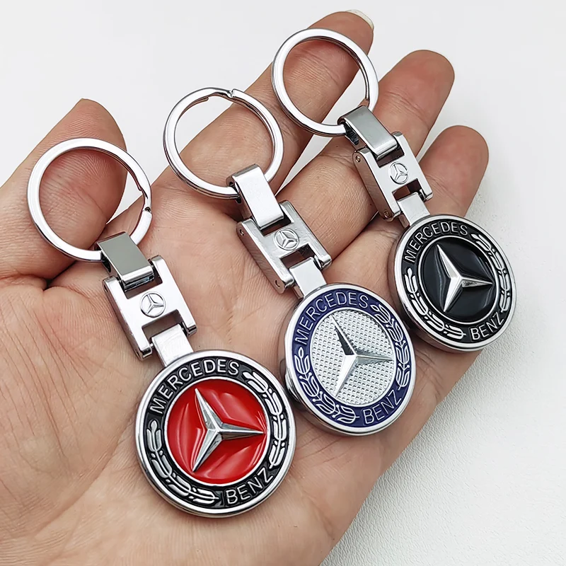 Metal Car Keychain Pendant Double sided Key Ring for Mercedes Benz New B/C/E Class A Class C200L GLC GLK New CLA GLA