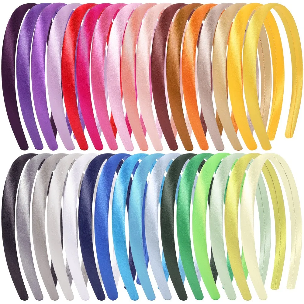 

24pcs Plastic Satin Headbands 1.5cm Wide Hairbands Women DIY Handmade Headband for Flower Bows Children Kids Hair Accessories