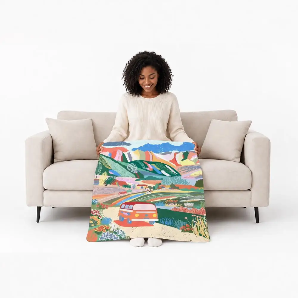 Aesthetic Artist Marina Ester Castaldo Throw Custom Printed Flannel Fleece Blanket for Sofa Bed Office Travel & Camping