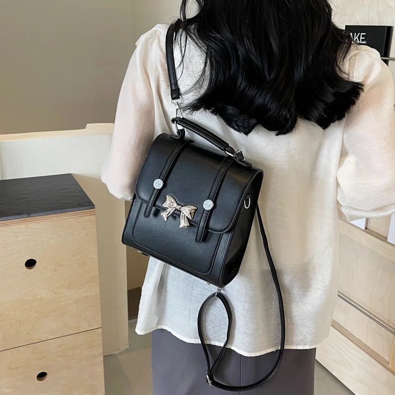 Textured Handbag Women's Spring 2025 New Simple Fashion Shoulder Bag Student Class Commuter Backpack