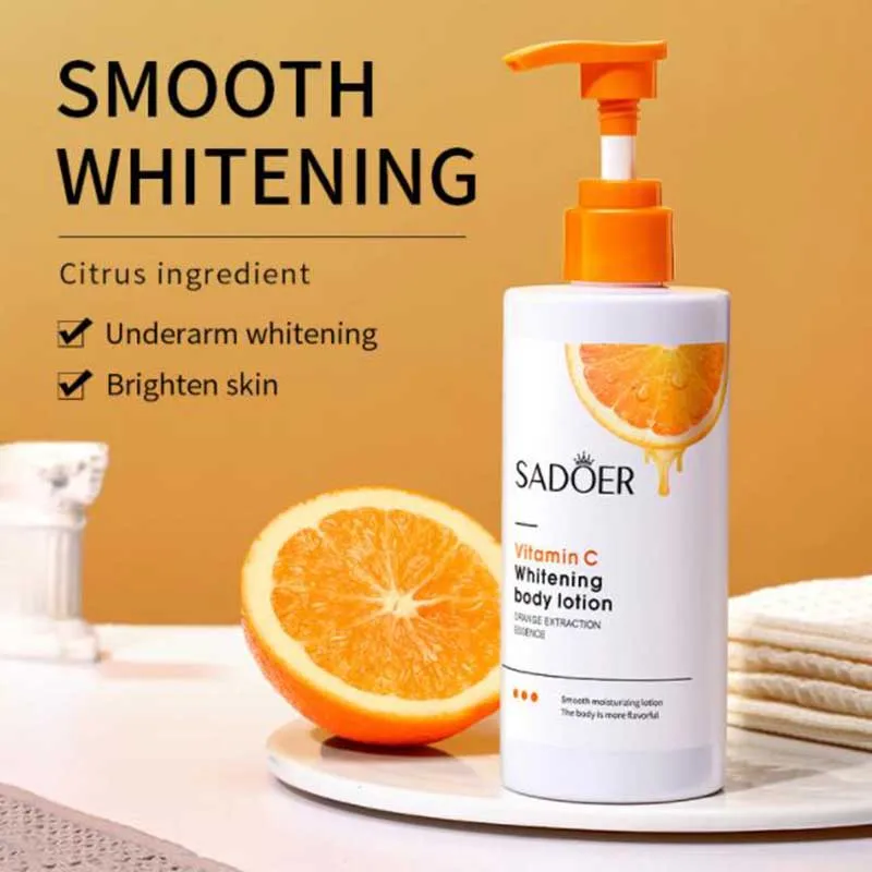 250ML Brightening Skin Lotion Vitamin C Whitening Body Lotion Moisturizing for Underarm Armpit Knee Dark Skin Bleaching Cream