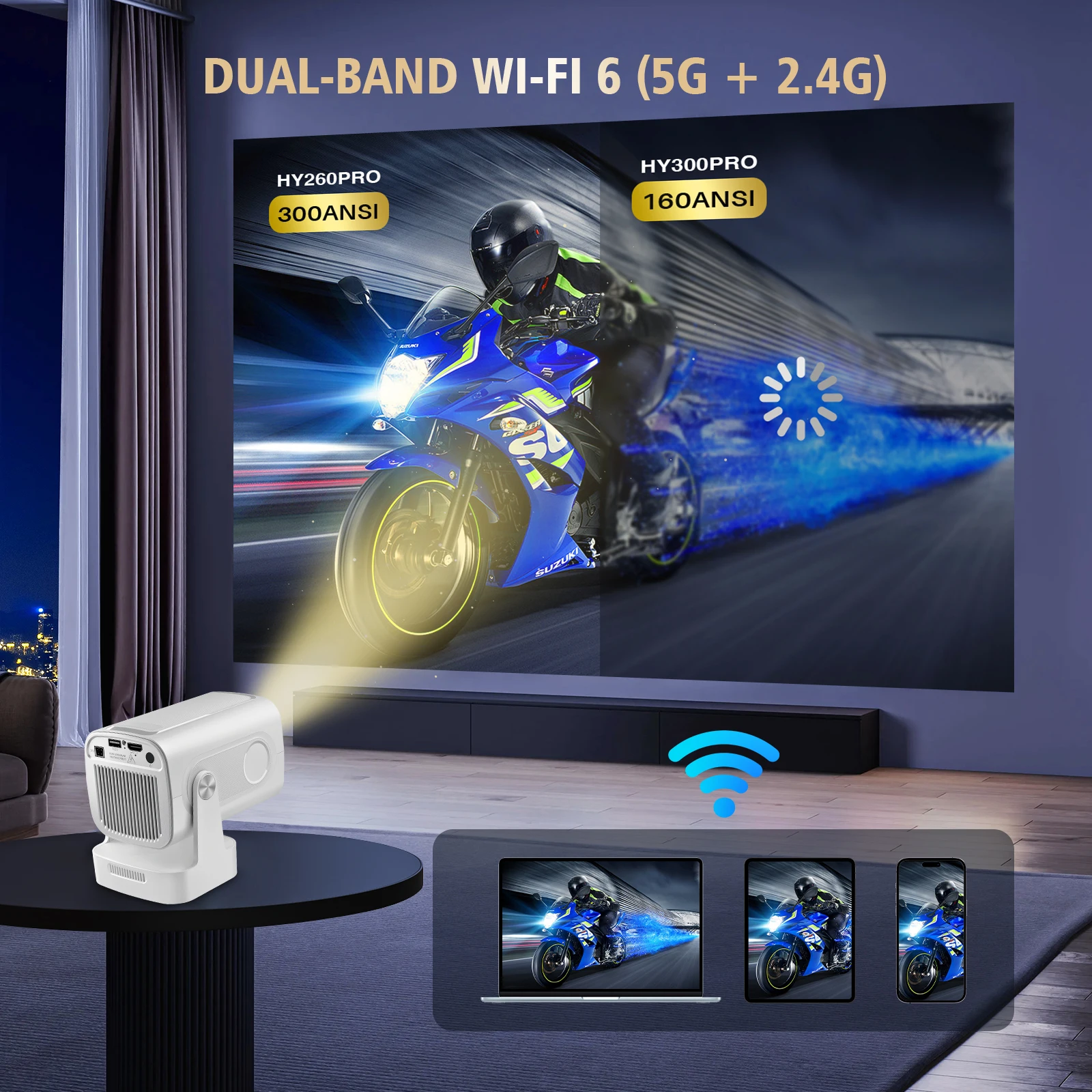 جهاز عرض أصلي 1080P FHDSmart مع Dolby Audio، ودعم 600 ASIN 4K، وتركيز تلقائي AI، ونظام تشغيل Android TV، مع WiFi 6 وBluetooth