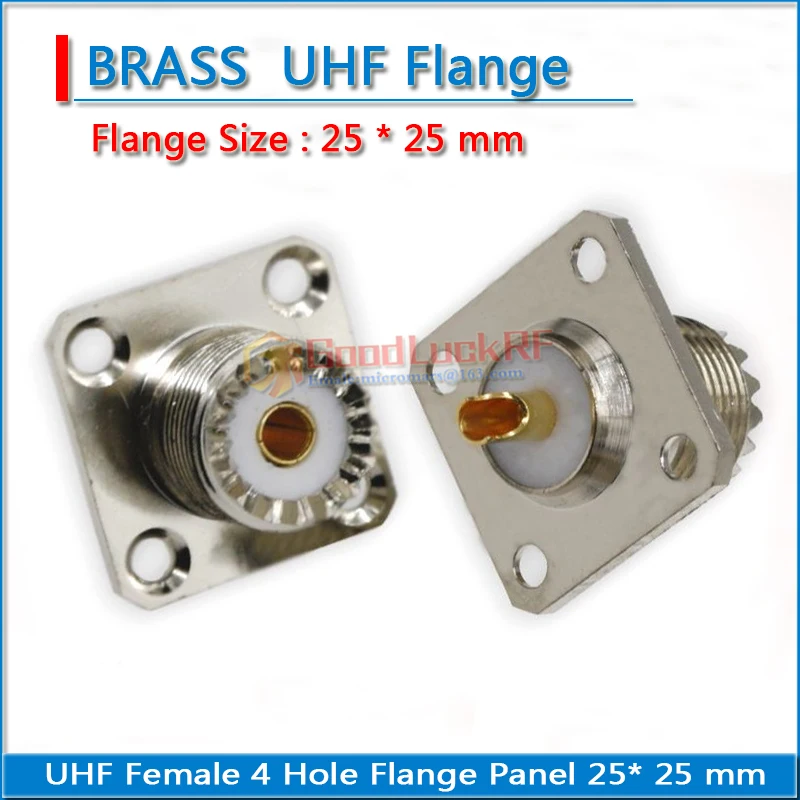 Connector Socket PL259 SO239 UHF Female With 4 hole Flange Panel Mount 25 * 25 mm Solder Cup Cable Brass RF Coaxial Adapter