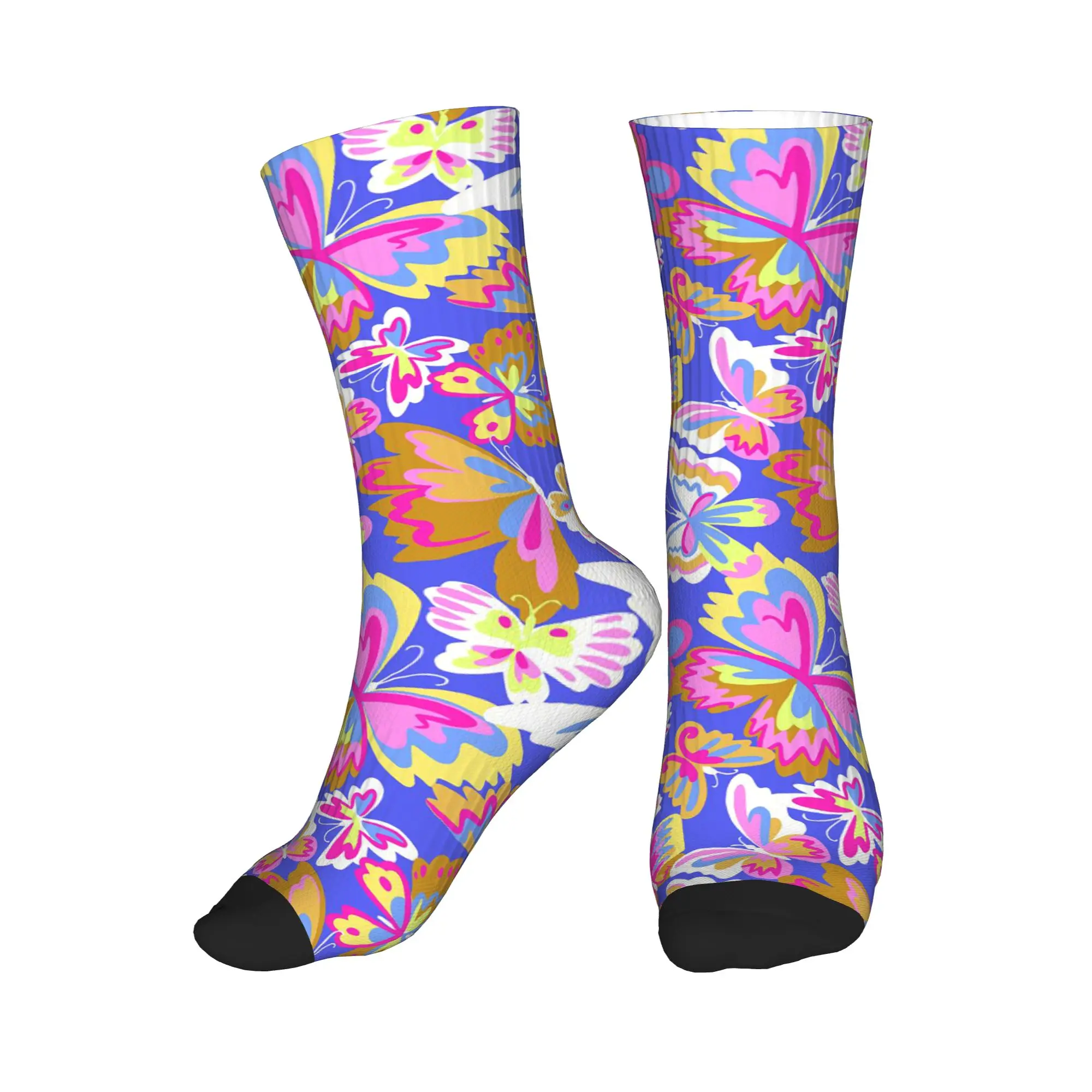 

All Seasons Colorful Butterfly Sport Middle Tube Socks High Quality Crew Socks Fashion Stockings for Men Women