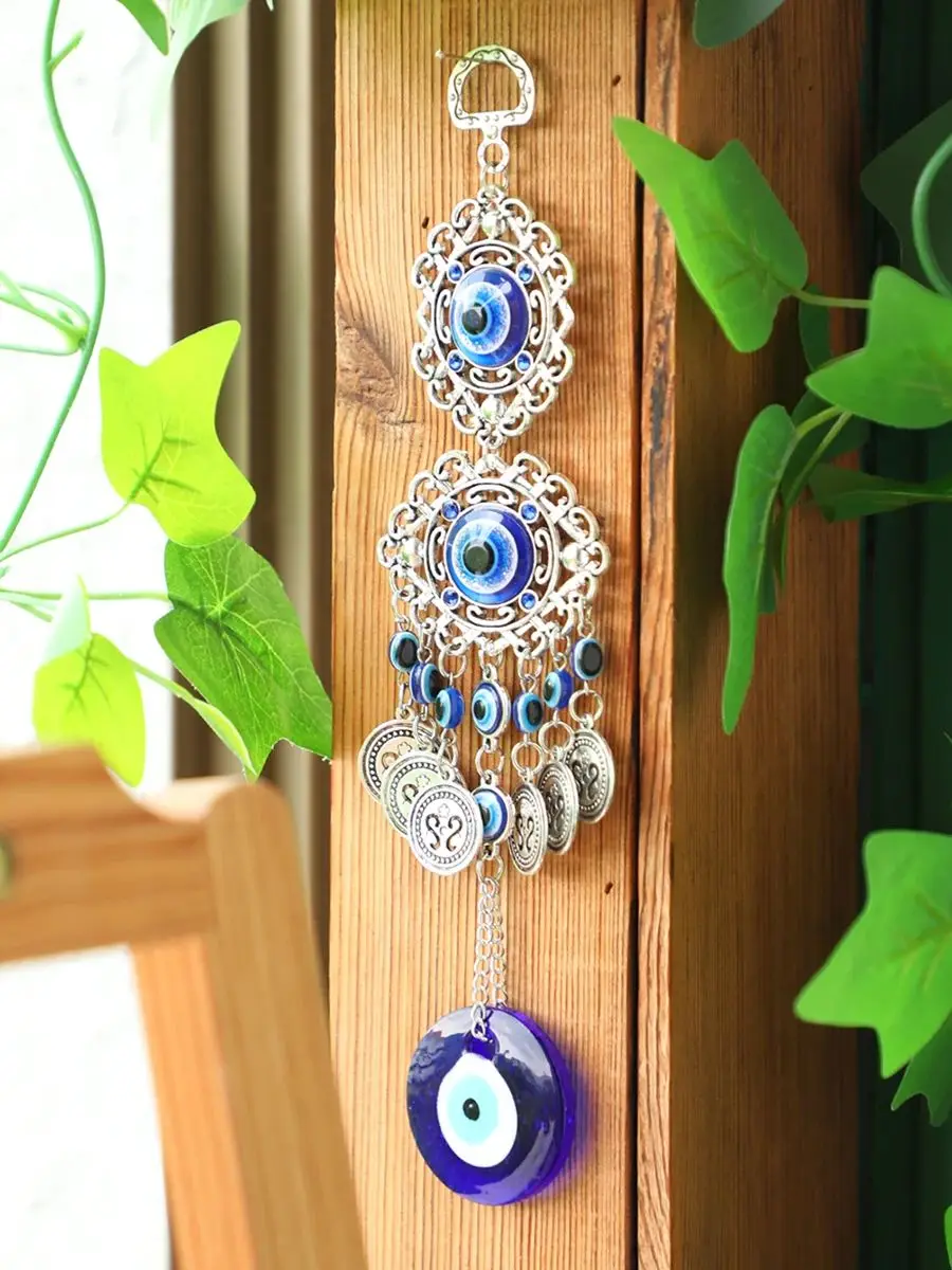 Boho Evil Eye Hanging Wall Decor Metal Pendant Wall Art Hanging Ornament Gothic Home Decor Garden Wind Chimes Outdoor Decoration