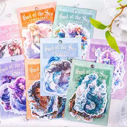 15pcs/1lot Kawaii Stationery Stickers Mermaid Sea God Junk Journaling Decorative Mobile Scrapbooking for stickers Scrapbook