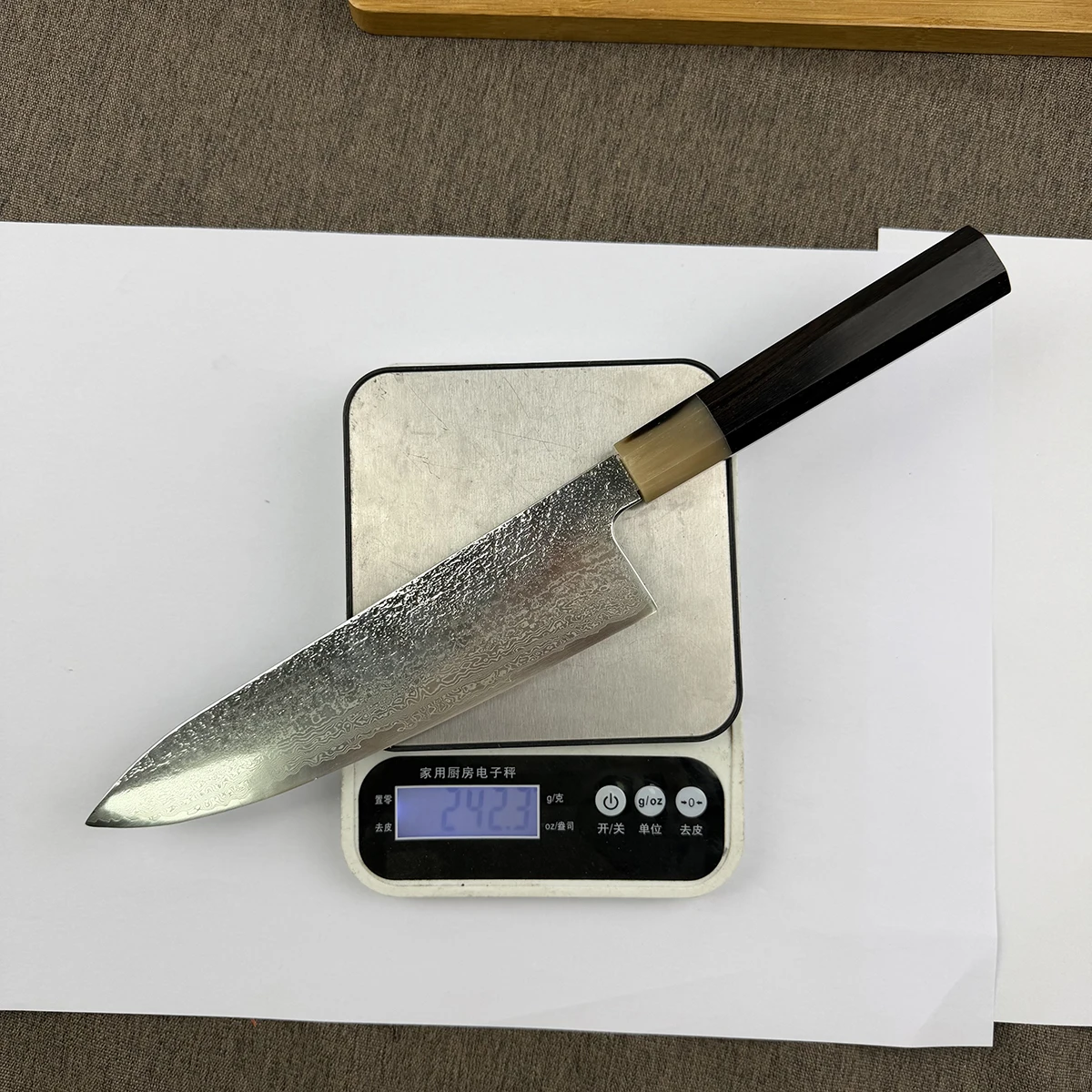 Customizable 8.3 Inch Gyuto Knife Handmade Damascus Steel Blade Ebony & Ox Horn Handle Chef Cleaver Meat Slicing Kitchen Knives