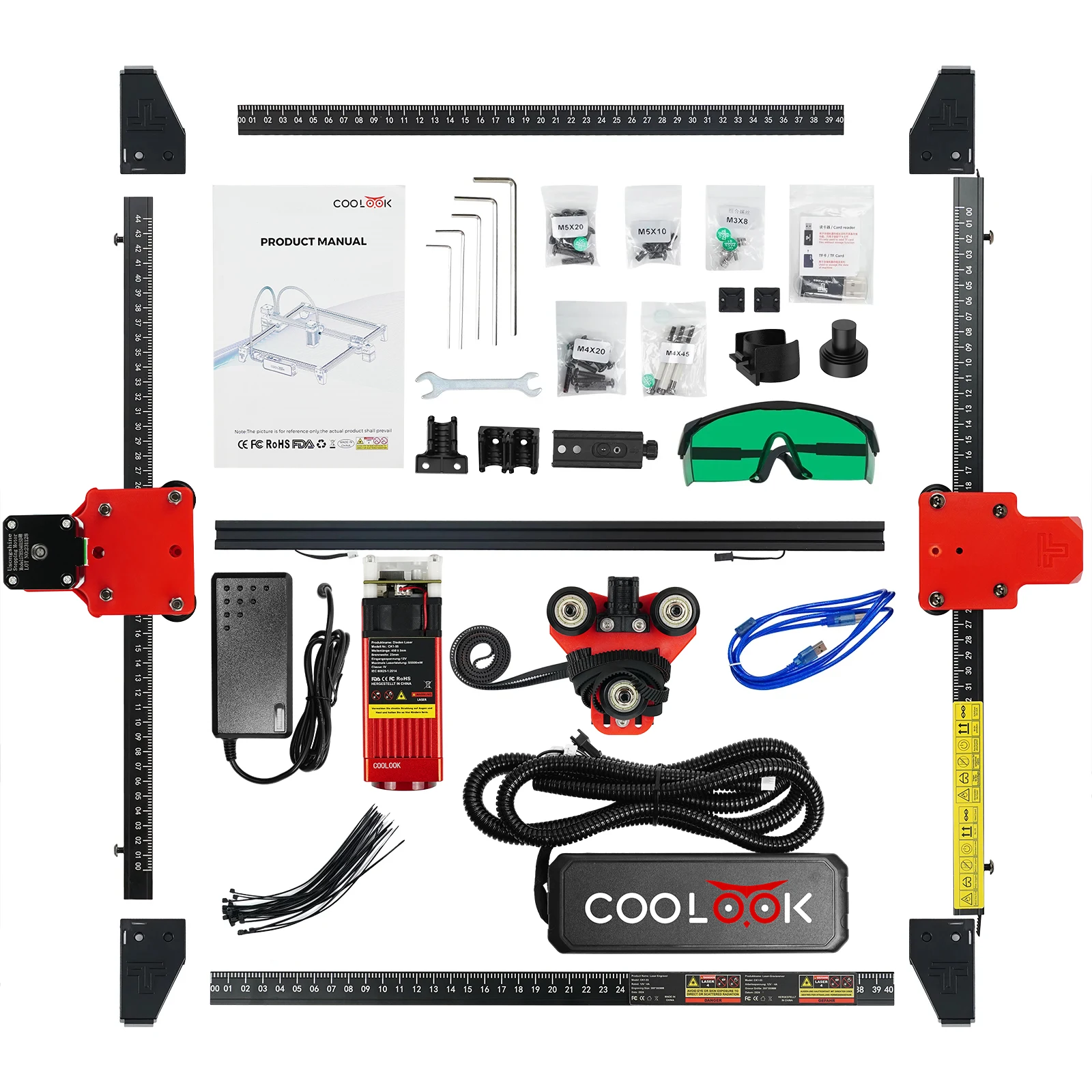 COOLOOK CK1-55 Diy Kit Laser Master Engraver Cutter For Beginner Woodworking CNC Engraving Cutting Machine Metal Acrylic Leather