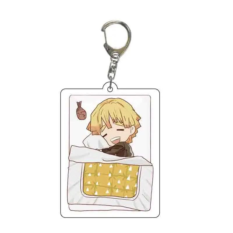 Chaveiro acrílico anime kamado tanjirou nezuko makomoagatsuma zenitsu hashibira inosuke bonito grande cabeça pingente saco de dormir 5.5cm