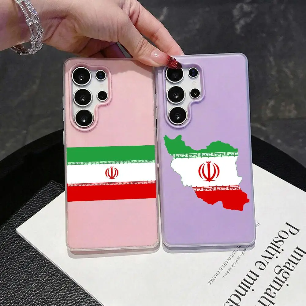 Flag of Iran Phone Case 2-in-1 Detachable Clear Case for Samsung S26-S22 Multi-Color Card Holder Soft TPU