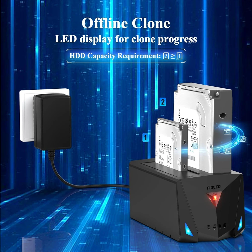 FIDECO Hard Drive Docking Station for 2.5 or 3.5 inch SATA HDD SSD Hard Drive Dock with HOffline Clone Function Support UASP view 3