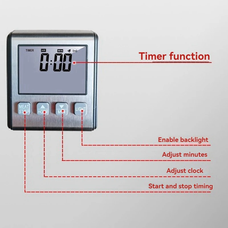 2Pcs TP710 Digital Cooking Meat Thermometer, Large LCD Backlight Food Thermometer With Stainless Steel Probe