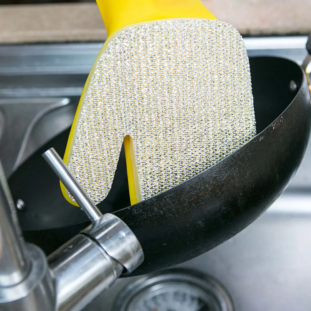 

Cleaning Gloves High Fabric Latex Sponge Oil proof Durable Reusable Kitchen Dish Washing Tool Protective Glove