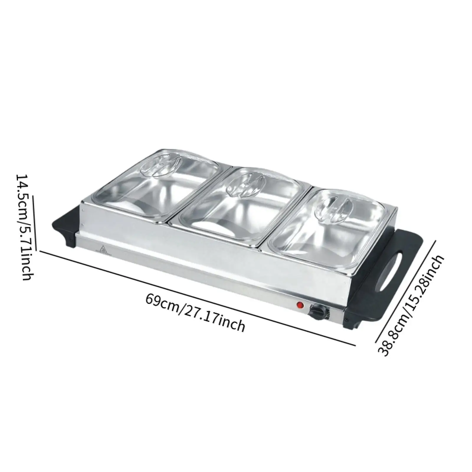 Electric Buffet Server Tray Adjustable Temperature Stainless Steel Insulated Tray for Weddings Dinners Parties Kitchen Holidays
