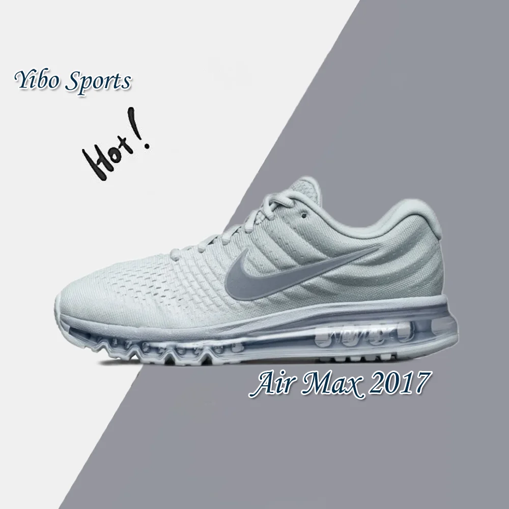 Nike Gray and White Colorway Air Max 2017 Retro Men's and Women's Comfortable Casual Running Shoes Non-slip and Wear-resistant