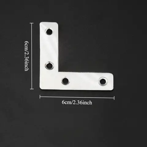 10 st. L-formade hörnfästen i rostfritt stål, platt vinkeljärn för träkopplingar 12 best sales träkoppling - №8