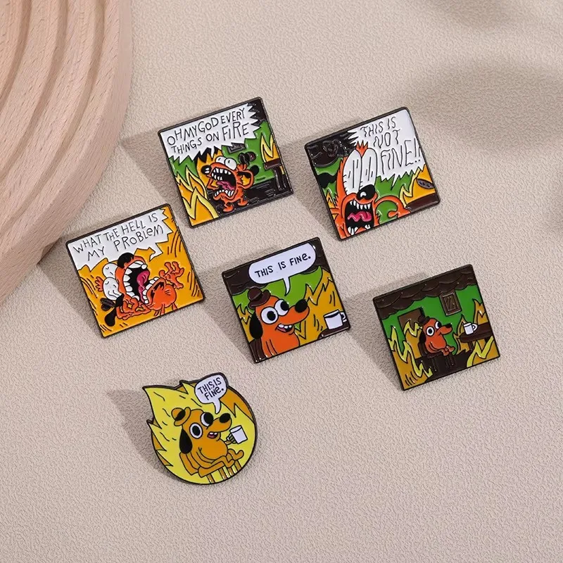 This Is Not Fine Enamel Pins Custom Cartoon Anime Fire Elf Dog Brooches Lapel Backpack Badge Jewelry Gifts For Fans Friends image 4