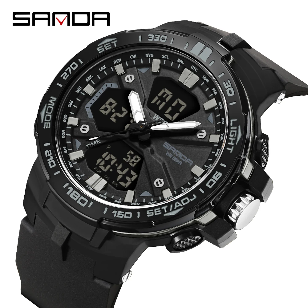 

SANDA 3333, водонепроницаемые светодиодные студенческие цифровые электронные часы, новые модные мужские электронные часы для спорта на открытом воздухе, многофункциональные