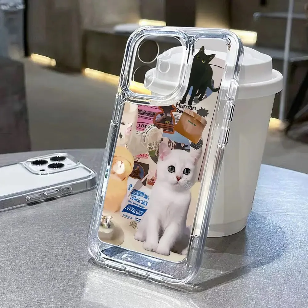 Lovely Cat Animal Soft Phone Case For iPhone 15 Case iPhone 13 11 12 14 Pro Max XR XS X 7 8 Plus SE Clear Cats Y2k Case Cover