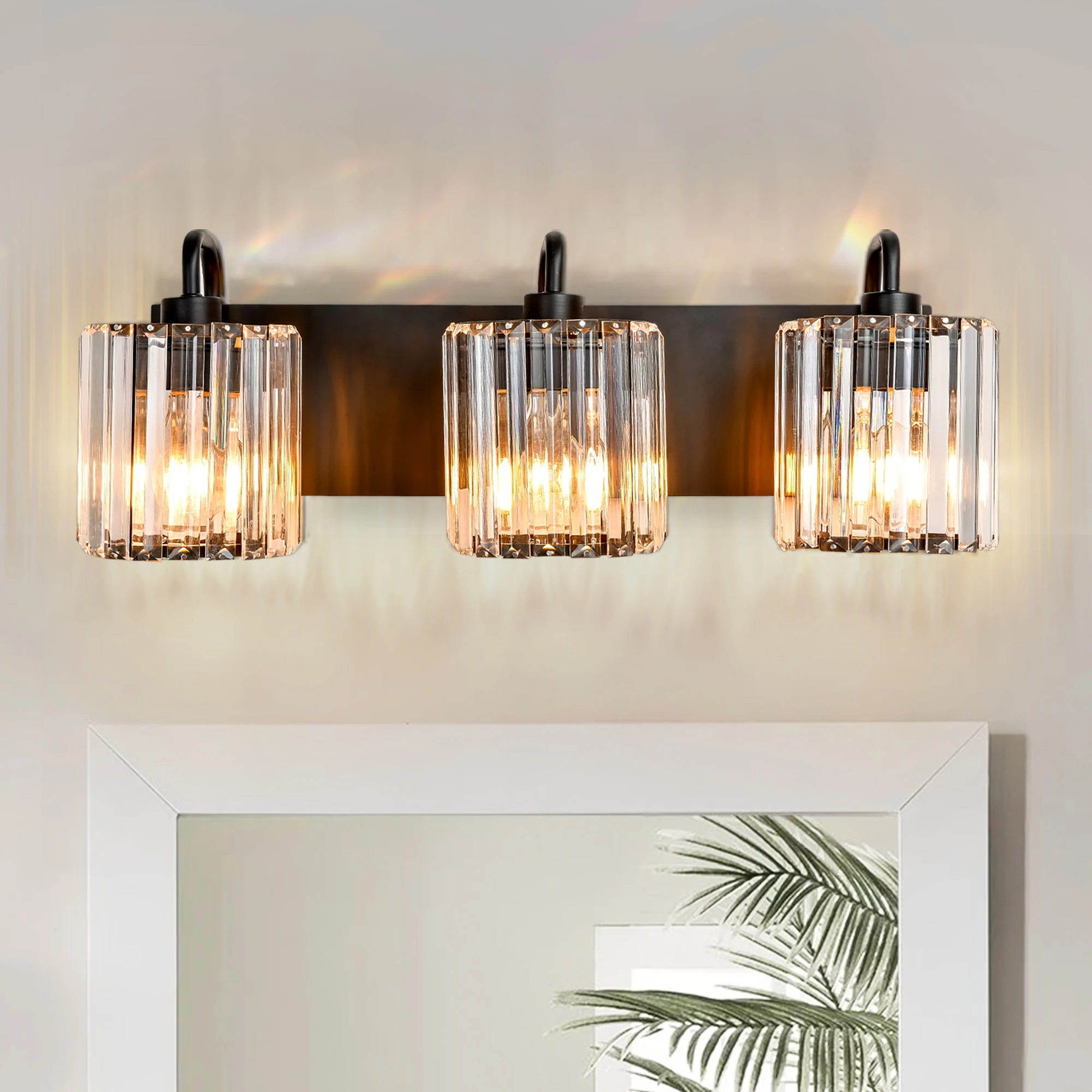 

Modern Black Crystal Bathroom Vanity Light