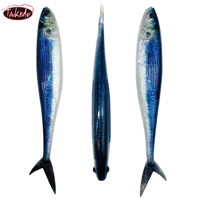 TAKEDO 3D Live Fish Painting Lure 12.5CM 16CM 19CM 34G Luminous Soft Fishing Bait Scissor Tail Fish For Tuna Bass Sea Fishing