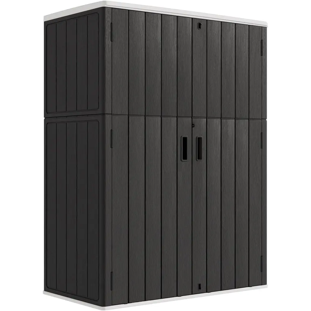 

Всепогодный уличный шкаф для хранения из полимерной смолы, 57 куб. футов, идеально подходит для садовой мебели, садового инвентаря, аксессуаров для бассейна, хранения газонокосилок