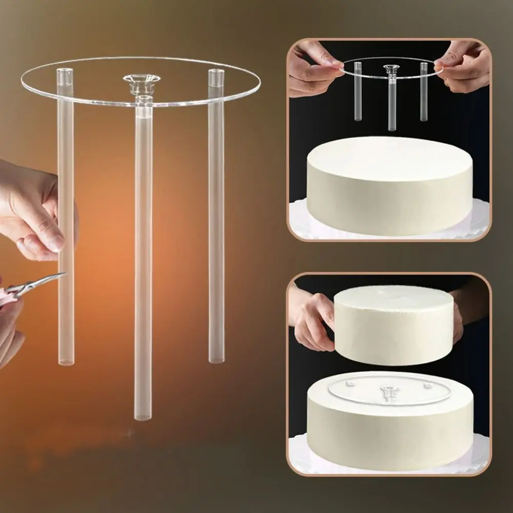 Plastic Multi-layer Cake Stand Transparent DIY Cake Decor Cake Tier Support Cake Stands Support Straw Frame Round Cake Board