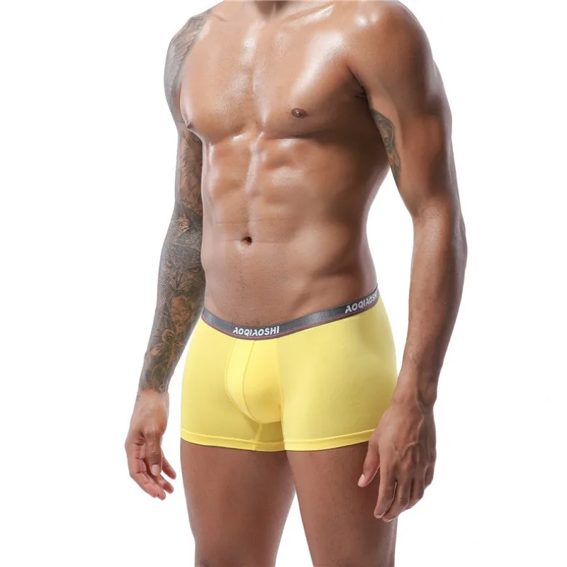 New men's underwear solid color comfortable youth boxers modal double layer U convex bag