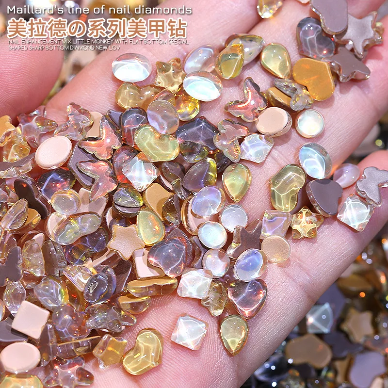 40/100PCS Sparkle Maillard Diamonds Mini Merdraid Flatback Sharp Gems Glass Nail Art Rhinestones Decorations Manicure Ornaments