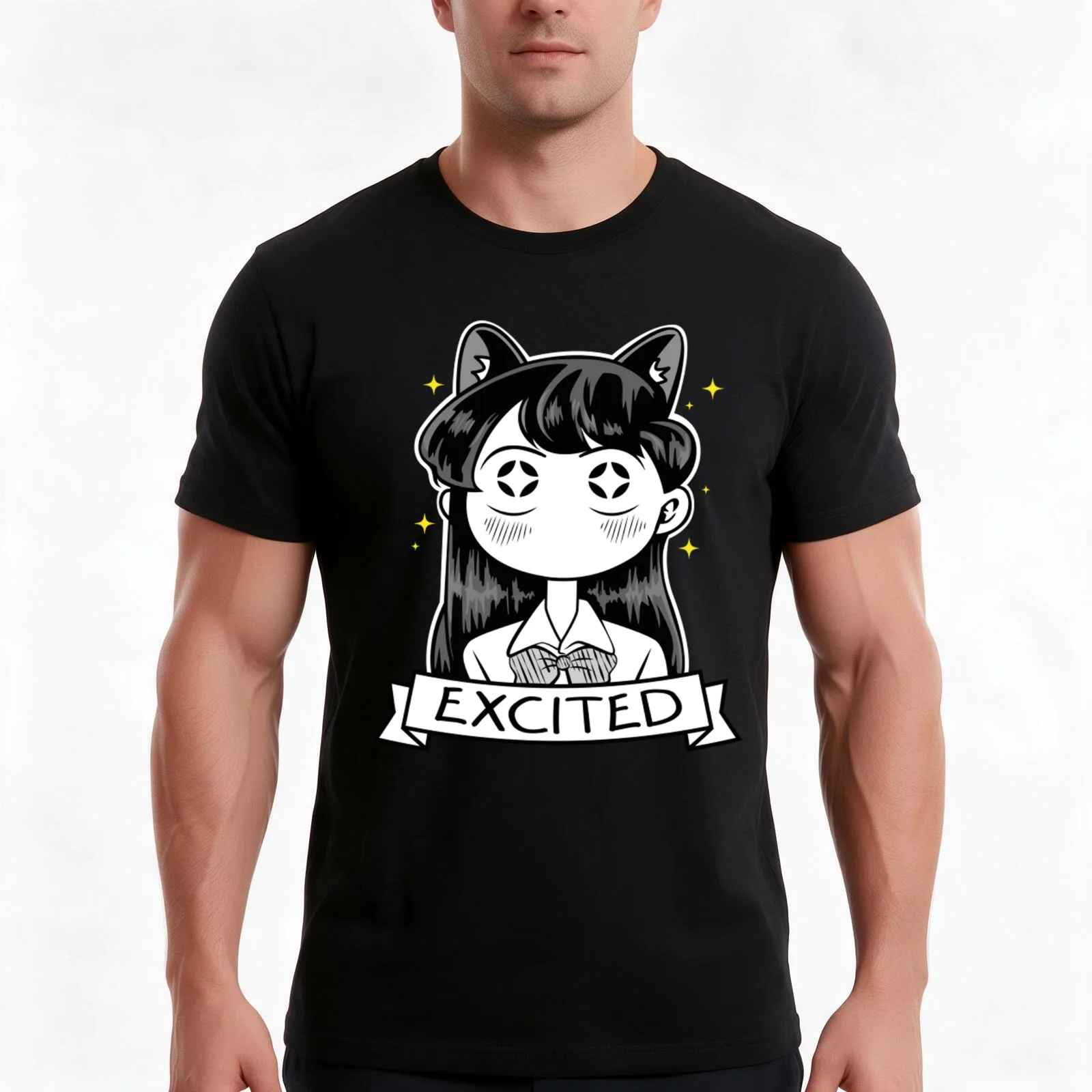 Excited Komi - Komi Can't Communicate Komi San Retro - Shouko Excited T-Shirt Summer Casual Cotton Tee Vintage Graphic Print