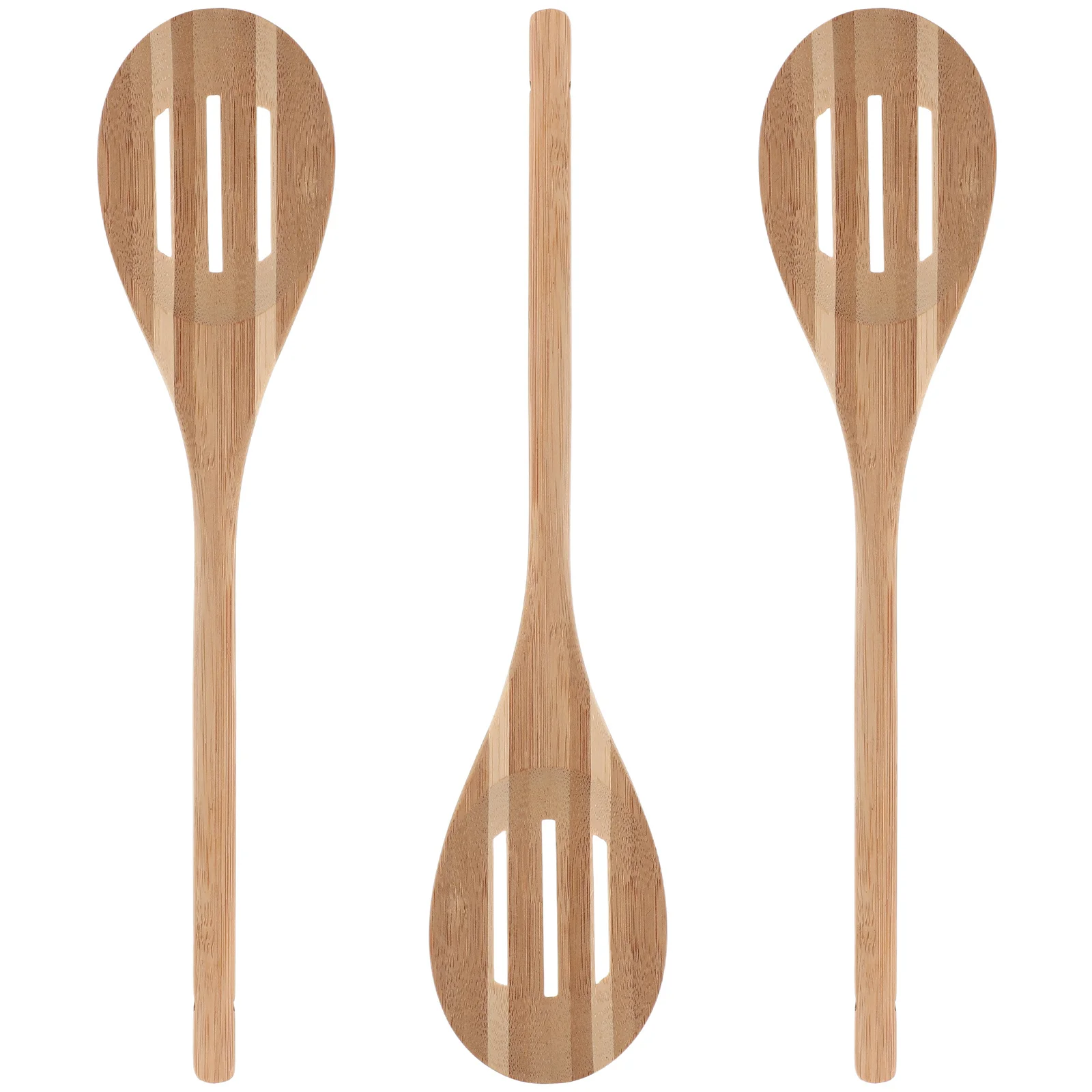 

3Pcs Bamboo Slotted Spoons Heat Resistant Nonstick Cooking Utensils for Stirring Serving Straining Kitchen Use