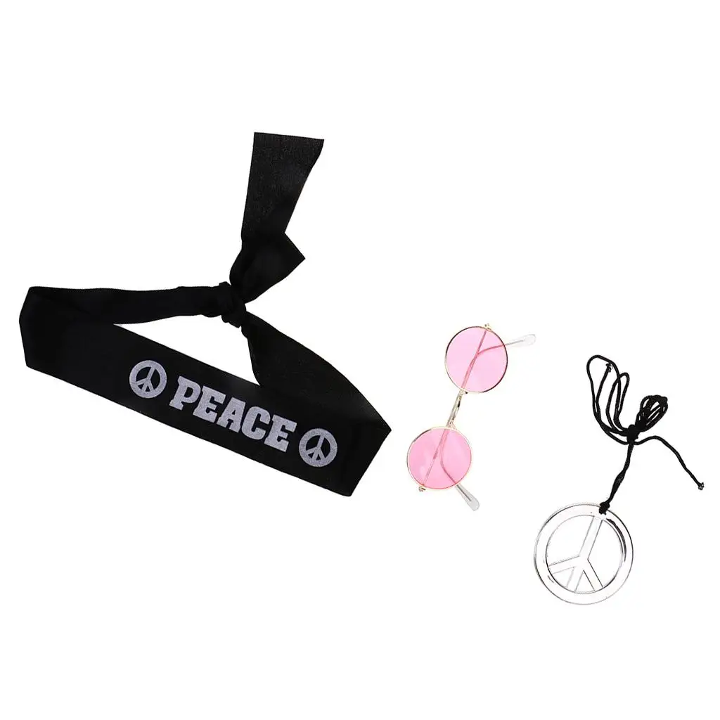 5 Pieces of Hippie Costume Accessories, Including A Necklace And Earrings with