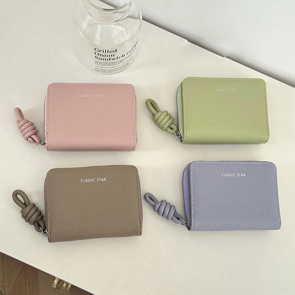 3個入り、レディース用、pu素材、レタープリント、二つ折り、多機能、ジッパー付き、短いカードホルダー。